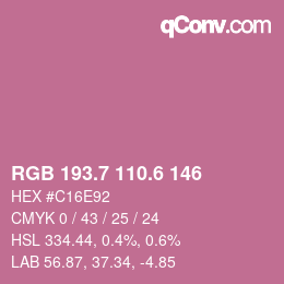 カラーコード: RGB 193.7 110.6 146 | qconv.com
