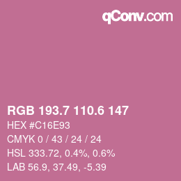 カラーコード: RGB 193.7 110.6 147 | qconv.com