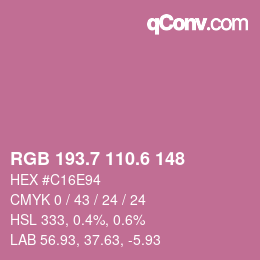 カラーコード: RGB 193.7 110.6 148 | qconv.com