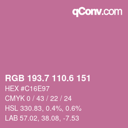 カラーコード: RGB 193.7 110.6 151 | qconv.com