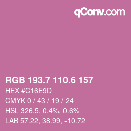 カラーコード: RGB 193.7 110.6 157 | qconv.com