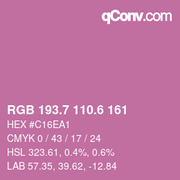 カラーコード: RGB 193.7 110.6 161 | qconv.com