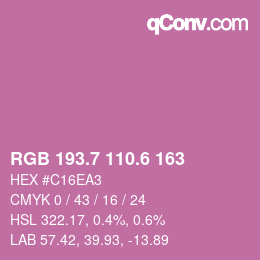 カラーコード: RGB 193.7 110.6 163 | qconv.com
