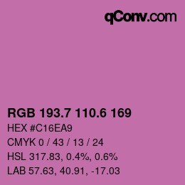 カラーコード: RGB 193.7 110.6 169 | qconv.com