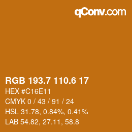 カラーコード: RGB 193.7 110.6 17 | qconv.com