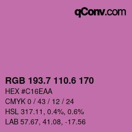 カラーコード: RGB 193.7 110.6 170 | qconv.com