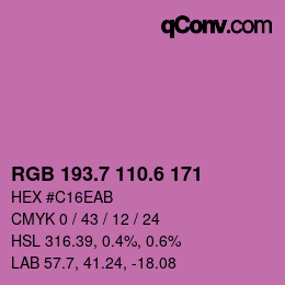 カラーコード: RGB 193.7 110.6 171 | qconv.com