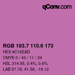 カラーコード: RGB 193.7 110.6 173 | qconv.com
