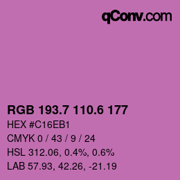カラーコード: RGB 193.7 110.6 177 | qconv.com