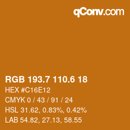 カラーコード: RGB 193.7 110.6 18 | qconv.com