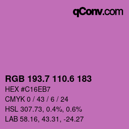 カラーコード: RGB 193.7 110.6 183 | qconv.com