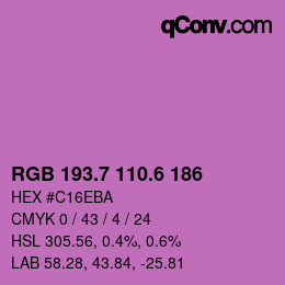 カラーコード: RGB 193.7 110.6 186 | qconv.com
