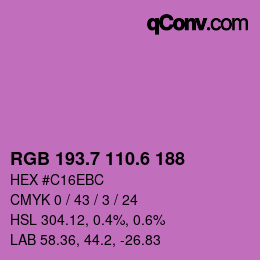 カラーコード: RGB 193.7 110.6 188 | qconv.com