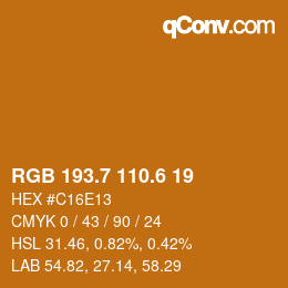 カラーコード: RGB 193.7 110.6 19 | qconv.com