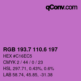 カラーコード: RGB 193.7 110.6 197 | qconv.com