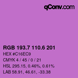 カラーコード: RGB 193.7 110.6 201 | qconv.com