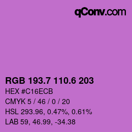 カラーコード: RGB 193.7 110.6 203 | qconv.com