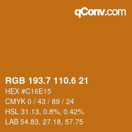 カラーコード: RGB 193.7 110.6 21 | qconv.com