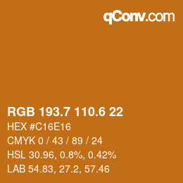 カラーコード: RGB 193.7 110.6 22 | qconv.com