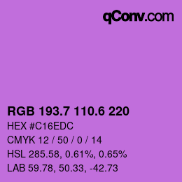 カラーコード: RGB 193.7 110.6 220 | qconv.com