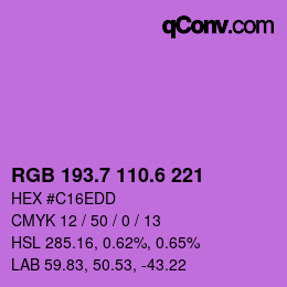 カラーコード: RGB 193.7 110.6 221 | qconv.com
