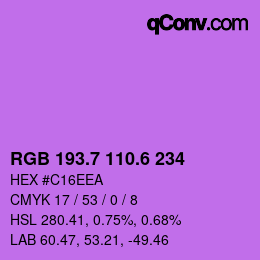 カラーコード: RGB 193.7 110.6 234 | qconv.com