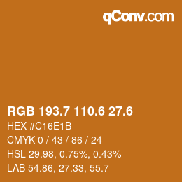 カラーコード: RGB 193.7 110.6 27.6 | qconv.com