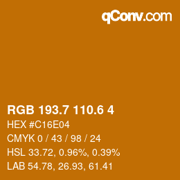 カラーコード: RGB 193.7 110.6 4 | qconv.com