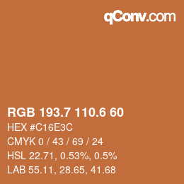 カラーコード: RGB 193.7 110.6 60 | qconv.com