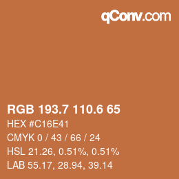 カラーコード: RGB 193.7 110.6 65 | qconv.com