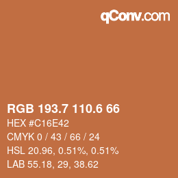 カラーコード: RGB 193.7 110.6 66 | qconv.com