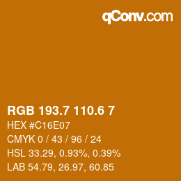 カラーコード: RGB 193.7 110.6 7 | qconv.com