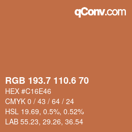 カラーコード: RGB 193.7 110.6 70 | qconv.com