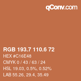 カラーコード: RGB 193.7 110.6 72 | qconv.com
