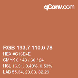 カラーコード: RGB 193.7 110.6 78 | qconv.com