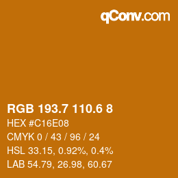 カラーコード: RGB 193.7 110.6 8 | qconv.com