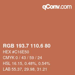 カラーコード: RGB 193.7 110.6 80 | qconv.com