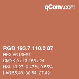 カラーコード: RGB 193.7 110.6 87 | qconv.com