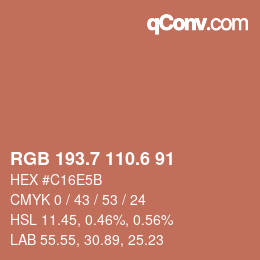 カラーコード: RGB 193.7 110.6 91 | qconv.com