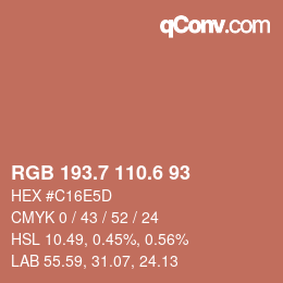 カラーコード: RGB 193.7 110.6 93 | qconv.com