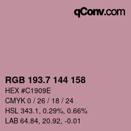 カラーコード: RGB 193.7 144 158 | qconv.com