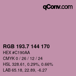 カラーコード: RGB 193.7 144 170 | qconv.com