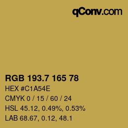 カラーコード: RGB 193.7 165 78 | qconv.com