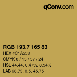 カラーコード: RGB 193.7 165 83 | qconv.com