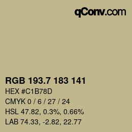 カラーコード: RGB 193.7 183 141 | qconv.com