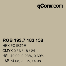 カラーコード: RGB 193.7 183 158 | qconv.com