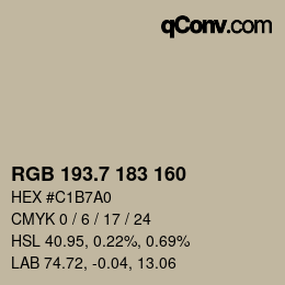 カラーコード: RGB 193.7 183 160 | qconv.com