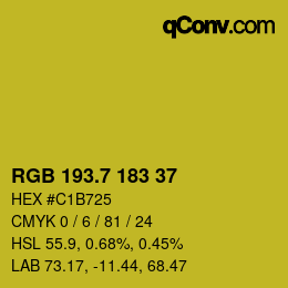 カラーコード: RGB 193.7 183 37 | qconv.com