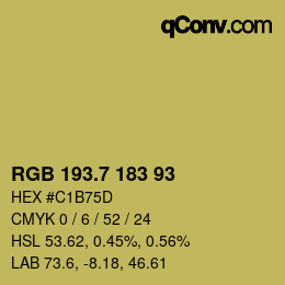 カラーコード: RGB 193.7 183 93 | qconv.com