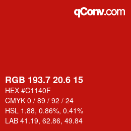 カラーコード: RGB 193.7 20.6 15 | qconv.com